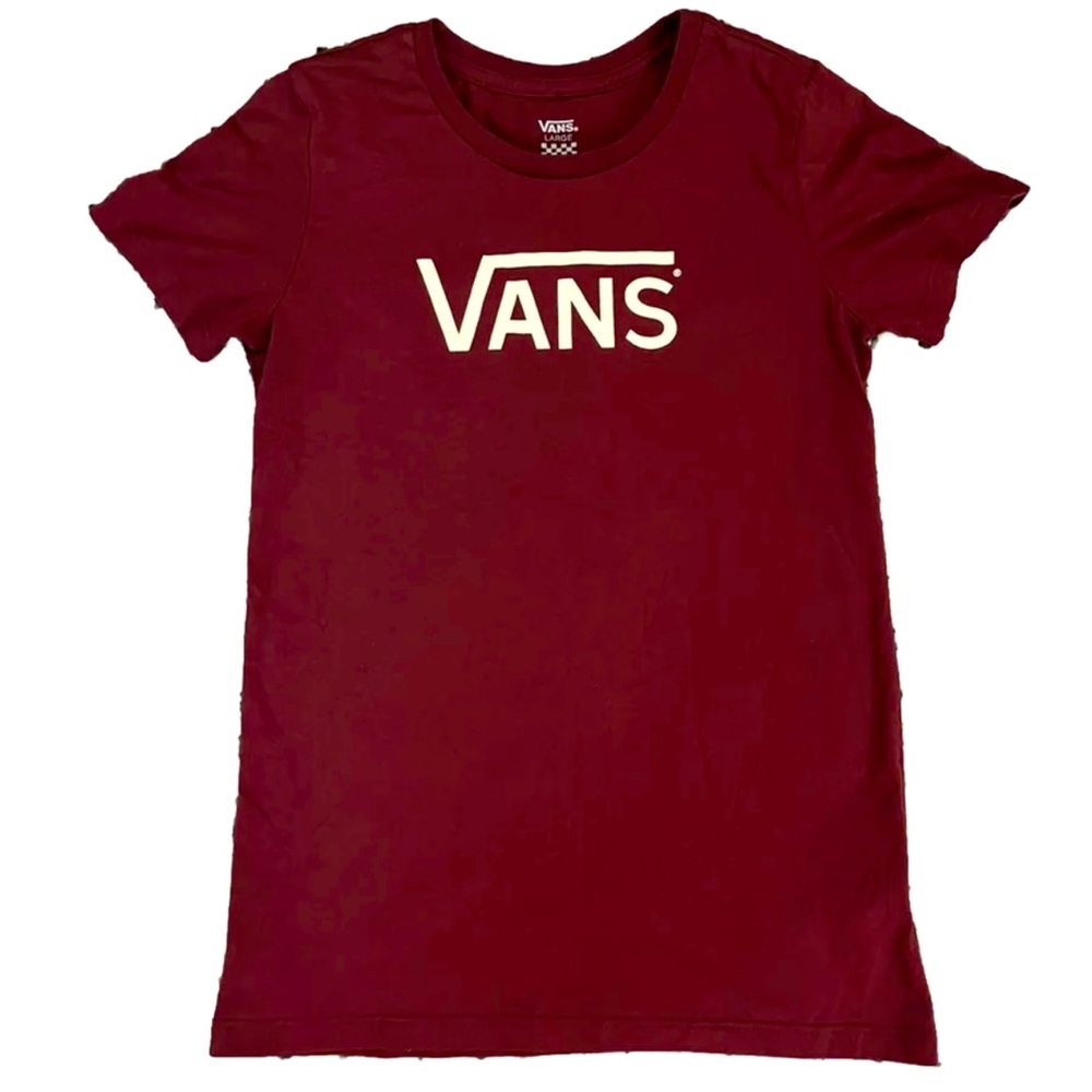 Vans Logo T Shirt Women / Juniors Size L Burgundy